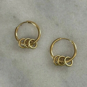 Gold Snake Round Ring Hoop Earrings Brand New